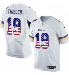 Mens Nike Minnesota Vikings 19 Adam Thielen Elite White Road USA Flag Fashion NFL Jersey