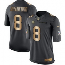 Nike Vikings #8 Sam Bradford Black Mens Stitched NFL Limited Gold Salute To Service Jersey Nike Vikings #8 Sam Bradford Black Mens Stitched NFL Limited Gold Salute To Service Jersey