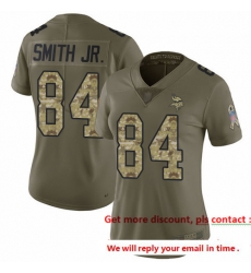 Vikings 84 Irv Smith Jr  Olive Camo Women Stitched Football Limited 2017 Salute to Service Jersey