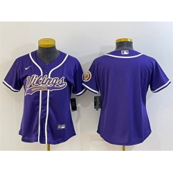 Women Minnesota Vikings Blank Purple With Patch Cool Base Stitched Baseball Jersey