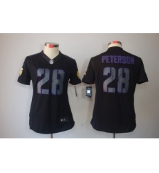 Women Nike Minnesota Vikings #28 Peterson Black Jerseys[Impact Limited]