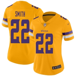 Women Vikings 22 Harrison Smith Gold Stitched Football Limited Inverted Legend Jersey