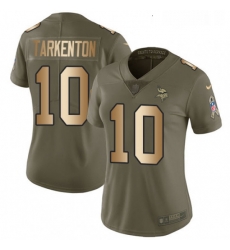 Womens Nike Minnesota Vikings 10 Fran Tarkenton Limited OliveGold 2017 Salute to Service NFL Jersey