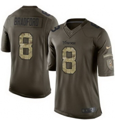 Nike Vikings #8 Sam Bradford Green Youth Stitched NFL Limited Salute to Service Jersey