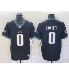 Men Philadelphia Eagles 0 D 27Andre Swift Black 2023 F U S E  Vapor Untouchable Limited Stitched Football Jersey