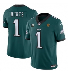 Men Philadelphia Eagles 1 Jalen Hurts Green 2023 F U S E  With 3 Star C Patch And John Madden Patch Vapor Limited Stitched Football Jersey