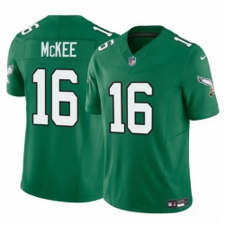 Men Philadelphia Eagles 16 Tanner McKee Kelly Green 2024 F U S E  Vapor Untouchable Limited Stitched Football Jersey