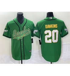 Men Philadelphia Eagles 20 Brian Dawkins Green Gold Cool Base Stitched Baseball Jersey