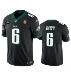 Men Philadelphia Eagles 6 DeVonta Smith Black 2023 F U S E  With 1 Star C Patch And John Madden Patch Vapor Limited Stitched Football Jersey