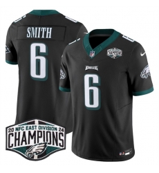 Men Philadelphia Eagles 6 DeVonta Smith Black 2024 NFC East Champions F U S E  Vapor Untouchable Limited Stitched Football Jersey