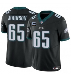 Men Philadelphia Eagles 65 Lane Johnson Black F U S E With 3 Star C Patch Vapor Untouchable Limited Stitched Football Jersey