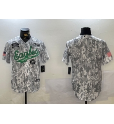 Men Philadelphia Eagles big logo 2024 F U S E Arctic Camo Salute To Service Limited Stitched Jersey 12