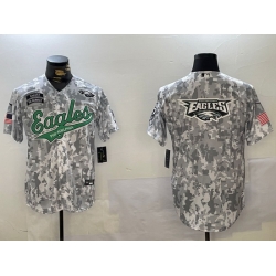 Men Philadelphia Eagles big logo 2024 F U S E Arctic Camo Salute To Service Limited Stitched Jersey 3