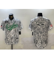 Men Philadelphia Eagles big logo 2024 F U S E Arctic Camo Salute To Service Limited Stitched Jersey 5