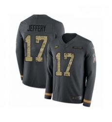 Mens Nike Philadelphia Eagles 17 Alshon Jeffery Limited Black Salute to Service Therma Long Sleeve NFL Jersey