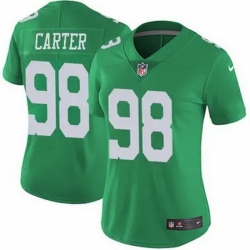 Women Philadelphia Eagles Jalen Carter #98 Green Vapor Untouchable Limited Stitched NFL Jersey