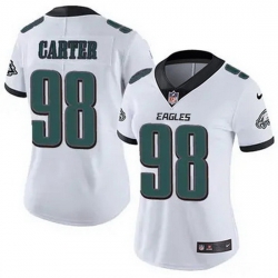 Women Philadelphia Eagles Jalen Carter #98 White F U S E Stitched NFL Jersey