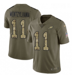 Youth Nike Philadelphia Eagles 11 Carson Wentz Limited OliveCamo 2017 Salute to Service Wentzylvania NFL Jersey