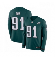 Youth Nike Philadelphia Eagles 91 Fletcher Cox Limited Green Therma Long Sleeve NFL Jersey