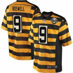 Men Nike Pittsburgh Steelers #9 Chris Boswell Elite Yellow Black Alternate 80TH Anniversary Throwback NFL Jersey Men Nike Pittsburgh Steelers #9 Chris Boswell Elite Yellow Black Alternate 80TH Anniversary Throwback NFL Jersey