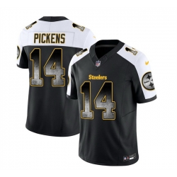 Men Pittsburgh Steelers 14 George Pickens Black White 2023 F U S E  Smoke Vapor Untouchable Limited Stitched Jersey Men Pittsburgh Steelers 14 George Pickens Black White 2023 F U S E  Smoke Vapor Untouchable Limited Stitched Jersey