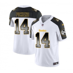Men Pittsburgh Steelers 14 George Pickens White Black 2023 F U S E  Smoke Vapor Untouchable Limited Stitched Jersey Men Pittsburgh Steelers 14 George Pickens White Black 2023 F U S E  Smoke Vapor Untouchable Limited Stitched Jersey