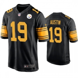 Men Pittsburgh Steelers 19 Calvin Austin Black Color Rush Stitched Jersey Men Pittsburgh Steelers 19 Calvin Austin Black Color Rush Stitched Jersey