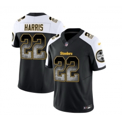 Men Pittsburgh Steelers 22 Najee Harris Black White 2023 F U S E  Smoke Vapor Untouchable Limited Stitched Jersey Men Pittsburgh Steelers 22 Najee Harris Black White 2023 F U S E  Smoke Vapor Untouchable Limited Stitched Jersey