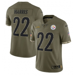 Men Pittsburgh Steelers 22 Najee Harris Olive 2022 Salute To Service Limited Stitched Jersey Men Pittsburgh Steelers 22 Najee Harris Olive 2022 Salute To Service Limited Stitched Jersey