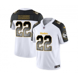 Men Pittsburgh Steelers 22 Najee Harris White Black 2023 F U S E  SmokeVapor Untouchable Limited Stitched Jersey Men Pittsburgh Steelers 22 Najee Harris White Black 2023 F U S E  SmokeVapor Untouchable Limited Stitched Jersey