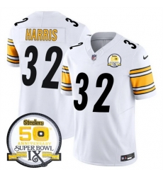 Men Pittsburgh Steelers 32 Franco Harris White 2024 F U S E 50th Anniversary Of Super Bowl IX Alternate Vapor Untouchable Limited Stitched Jersey