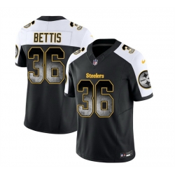 Men Pittsburgh Steelers 36 Jerome Bettis Black White 2023 F U S E  Smoke Vapor Untouchable Limited Stitched Jersey Men Pittsburgh Steelers 36 Jerome Bettis Black White 2023 F U S E  Smoke Vapor Untouchable Limited Stitched Jersey