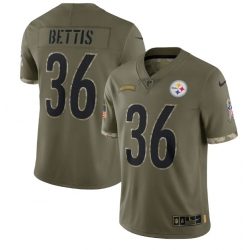 Men Pittsburgh Steelers 36 Jerome Bettis Olive 2022 Salute To Service Limited Stitched Jersey Men Pittsburgh Steelers 36 Jerome Bettis Olive 2022 Salute To Service Limited Stitched Jersey
