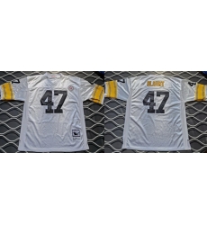 Men Pittsburgh Steelers  47 Mel Blount White Throwback Stitched Football Jersey