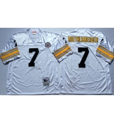 Men Pittsburgh Steelers 7 Ben Roethlisberger White M&N Throwback Jersey