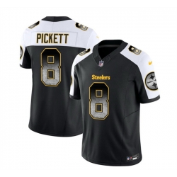 Men Pittsburgh Steelers 8 Kenny Pickett Black White 2023 F U S E  Smoke Vapor Untouchable Limited Stitched Jersey Men Pittsburgh Steelers 8 Kenny Pickett Black White 2023 F U S E  Smoke Vapor Untouchable Limited Stitched Jersey