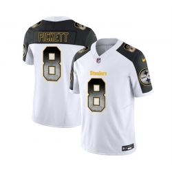 Men Pittsburgh Steelers 8 Kenny Pickett White Black 2023 F U S E  Smoke Vapor Untouchable Limited Stitched Jersey Men Pittsburgh Steelers 8 Kenny Pickett White Black 2023 F U S E  Smoke Vapor Untouchable Limited Stitched Jersey