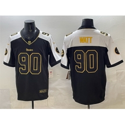 Men Pittsburgh Steelers 90 T J  Watt Black White F U S E  Vapor Untouchable Limited Stitched Jersey