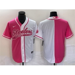 Men Pittsburgh Steelers Blank White Pink Split Cool Base Stitched Baseball Jersey Men Pittsburgh Steelers Blank White Pink Split Cool Base Stitched Baseball Jersey