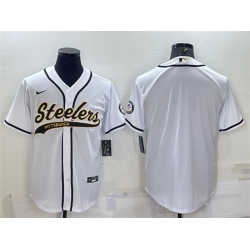 Men Pittsburgh Steelers Blank White With Patch Cool Base Stitched Baseball Jersey Men Pittsburgh Steelers Blank White With Patch Cool Base Stitched Baseball Jersey