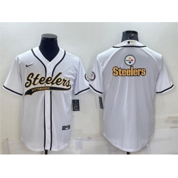 Men Pittsburgh Steelers White Team Big Logo With Patch Cool Base Stitched Baseball Jersey Men Pittsburgh Steelers White Team Big Logo With Patch Cool Base Stitched Baseball Jersey