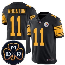 Men's Nike Pittsburgh Steelers #11 Markus Wheaton Elite Black Rush NFL MDR Dan Rooney Patch Jersey Men's Nike Pittsburgh Steelers #11 Markus Wheaton Elite Black Rush NFL MDR Dan Rooney Patch Jersey