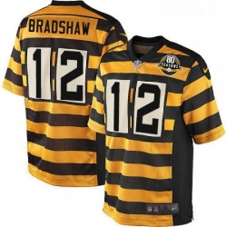 Mens Nike Pittsburgh Steelers 12 Terry Bradshaw Elite YellowBlack Alternate 80TH Anniversary Throwback NFL Jersey Mens Nike Pittsburgh Steelers 12 Terry Bradshaw Elite YellowBlack Alternate 80TH Anniversary Throwback NFL Jersey