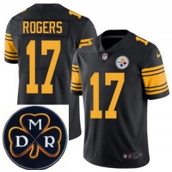 Men's Nike Pittsburgh Steelers #17 Eli Rogers Elite Black Rush NFL MDR Dan Rooney Patch Jersey Men's Nike Pittsburgh Steelers #17 Eli Rogers Elite Black Rush NFL MDR Dan Rooney Patch Jersey
