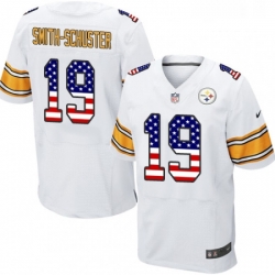 Mens Nike Pittsburgh Steelers 19 JuJu Smith Schuster Elite White Road USA Flag Fashion NFL Jersey Mens Nike Pittsburgh Steelers 19 JuJu Smith Schuster Elite White Road USA Flag Fashion NFL Jersey