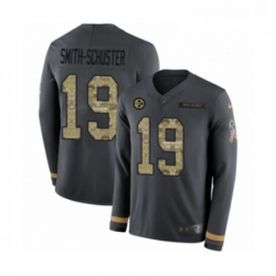 Mens Nike Pittsburgh Steelers 19 JuJu Smith Schuster Limited Black Salute to Service Therma Long Sleeve NFL Jersey Mens Nike Pittsburgh Steelers 19 JuJu Smith Schuster Limited Black Salute to Service Therma Long Sleeve NFL Jersey