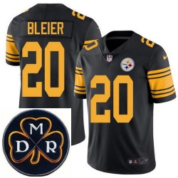 Men's Nike Pittsburgh Steelers #20 Rocky Bleier Elite Black Rush NFL MDR Dan Rooney Patch Jersey Men's Nike Pittsburgh Steelers #20 Rocky Bleier Elite Black Rush NFL MDR Dan Rooney Patch Jersey