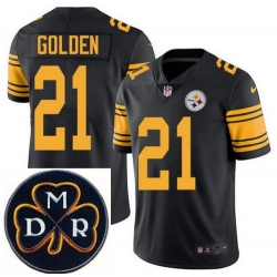 Men's Nike Pittsburgh Steelers #21 Robert Golden Elite Black Rush NFL MDR Dan Rooney Patch Jersey Men's Nike Pittsburgh Steelers #21 Robert Golden Elite Black Rush NFL MDR Dan Rooney Patch Jersey
