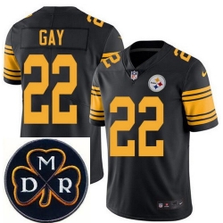Men's Nike Pittsburgh Steelers #22 William Gay Elite Black Rush NFL MDR Dan Rooney Patch Jersey Men's Nike Pittsburgh Steelers #22 William Gay Elite Black Rush NFL MDR Dan Rooney Patch Jersey