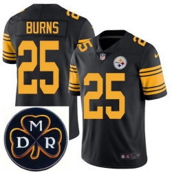 Men's Nike Pittsburgh Steelers #25 Artie Burns Elite Black Rush NFL MDR Dan Rooney Patch Jersey Men's Nike Pittsburgh Steelers #25 Artie Burns Elite Black Rush NFL MDR Dan Rooney Patch Jersey